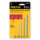 Juego de 5 barrenas hss para metal pretul